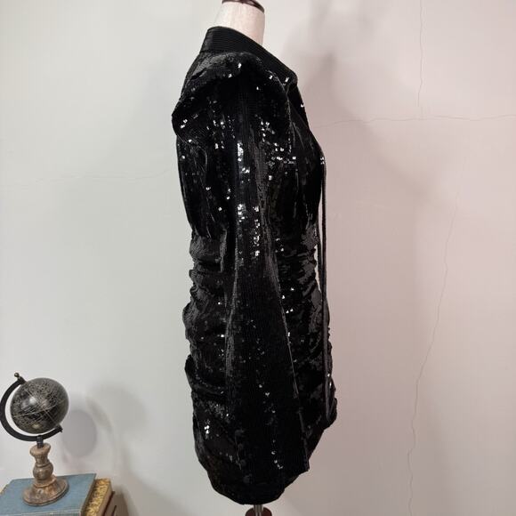 Saint Laurent Ruched Sequin Mini Dress Black Size 40F NWT $5,490 Rare Retro Glam - Picture 7 of 15